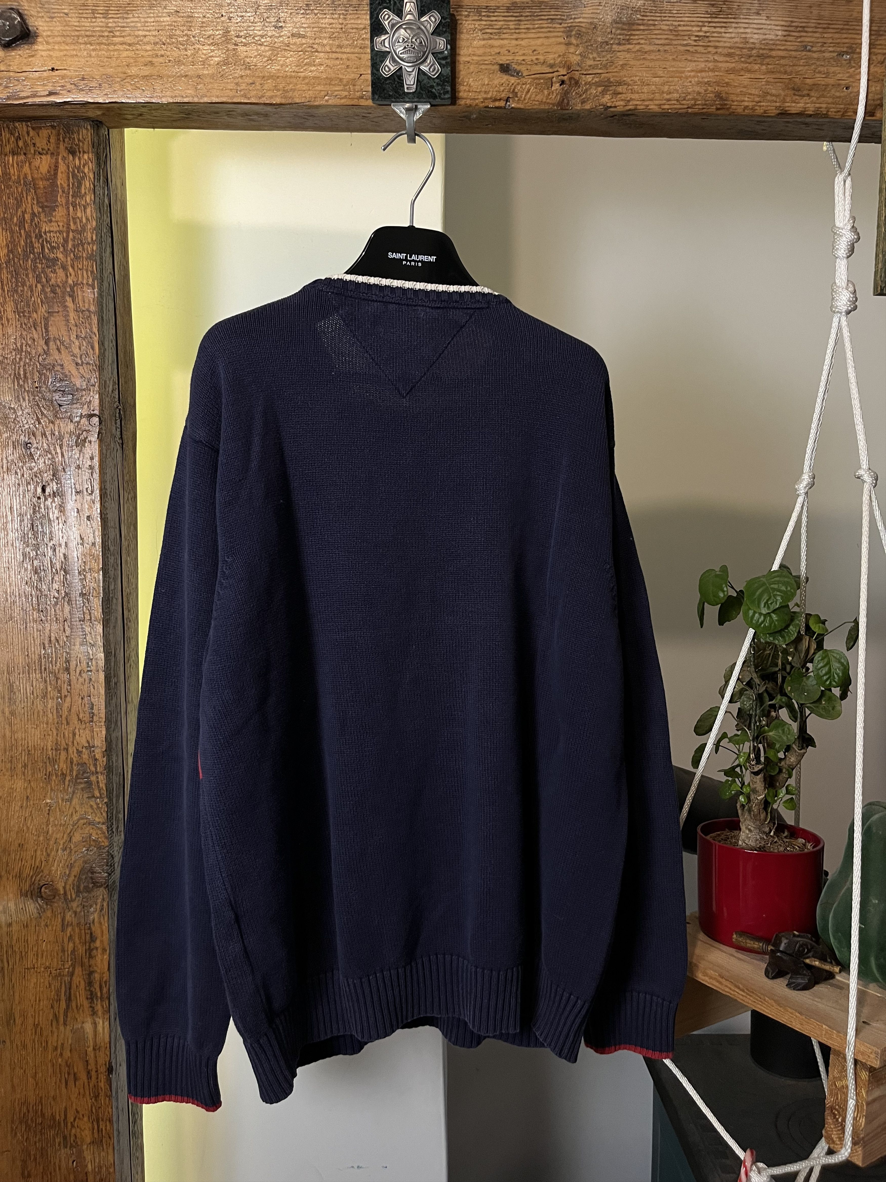 Tommy Hilfiger × Vintage Vintage 90s y2k Tommy Hilfiger Big Logo USA Boxy Knitwear Size US L / EU 52-54 / 3 - 2 Thumbnail