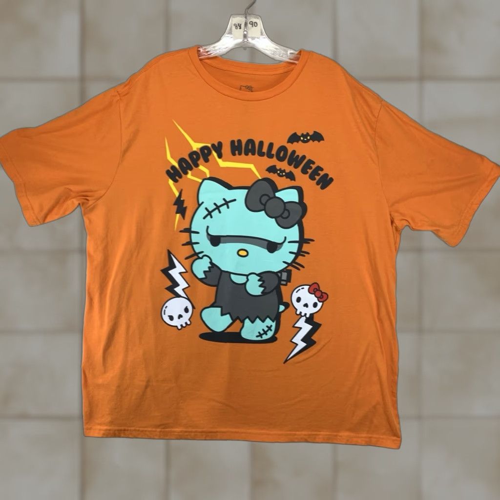 Vintage Hello Kitty T-Shirt Men’s & Big Men’s Halloween Graphic Tee 2XL Orange Crew Neck Short Sleeve Graphic Print Size US XXL / EU 58 / 5 - 1 Thumbnail