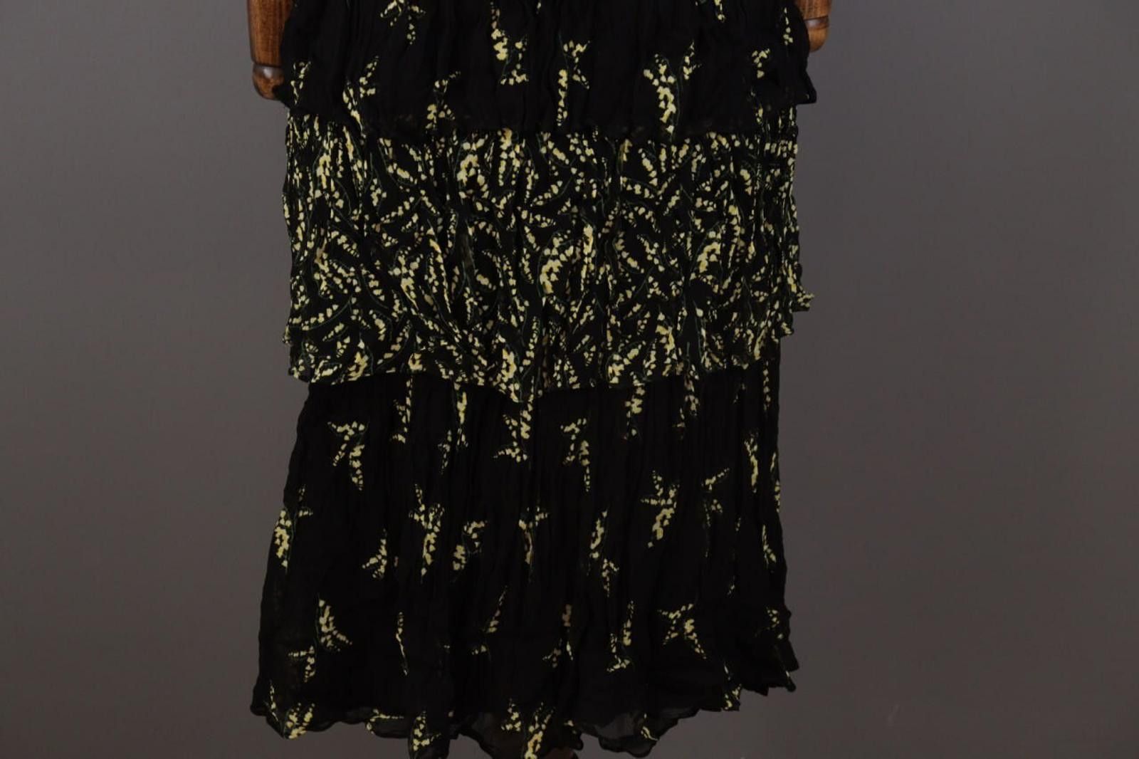 Wilkes Bashford BA&SH Lady Dress Black Floral Ruffle Blouson Dress Size 1 Size M / US 6-8 / IT 42-44 - 2 Thumbnail