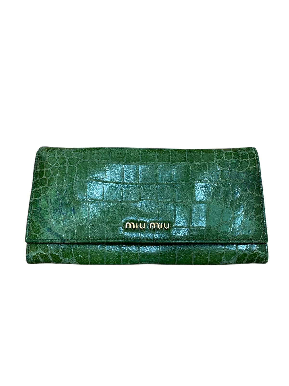 Miu Miu Miu miu crocodile green leather long wallet rare colour Size ONE SIZE - 1 Thumbnail