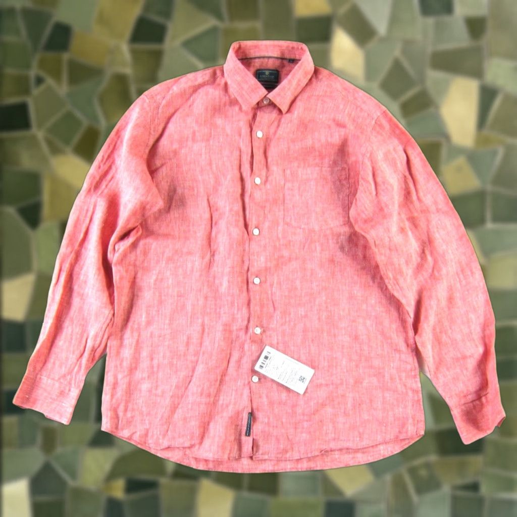 Vintage NWT Linen Club Studio Shirt Men 42 Large Pink Long Sleeve Contemporary Fit Size US XL / EU 56 / 4 - 1 Thumbnail