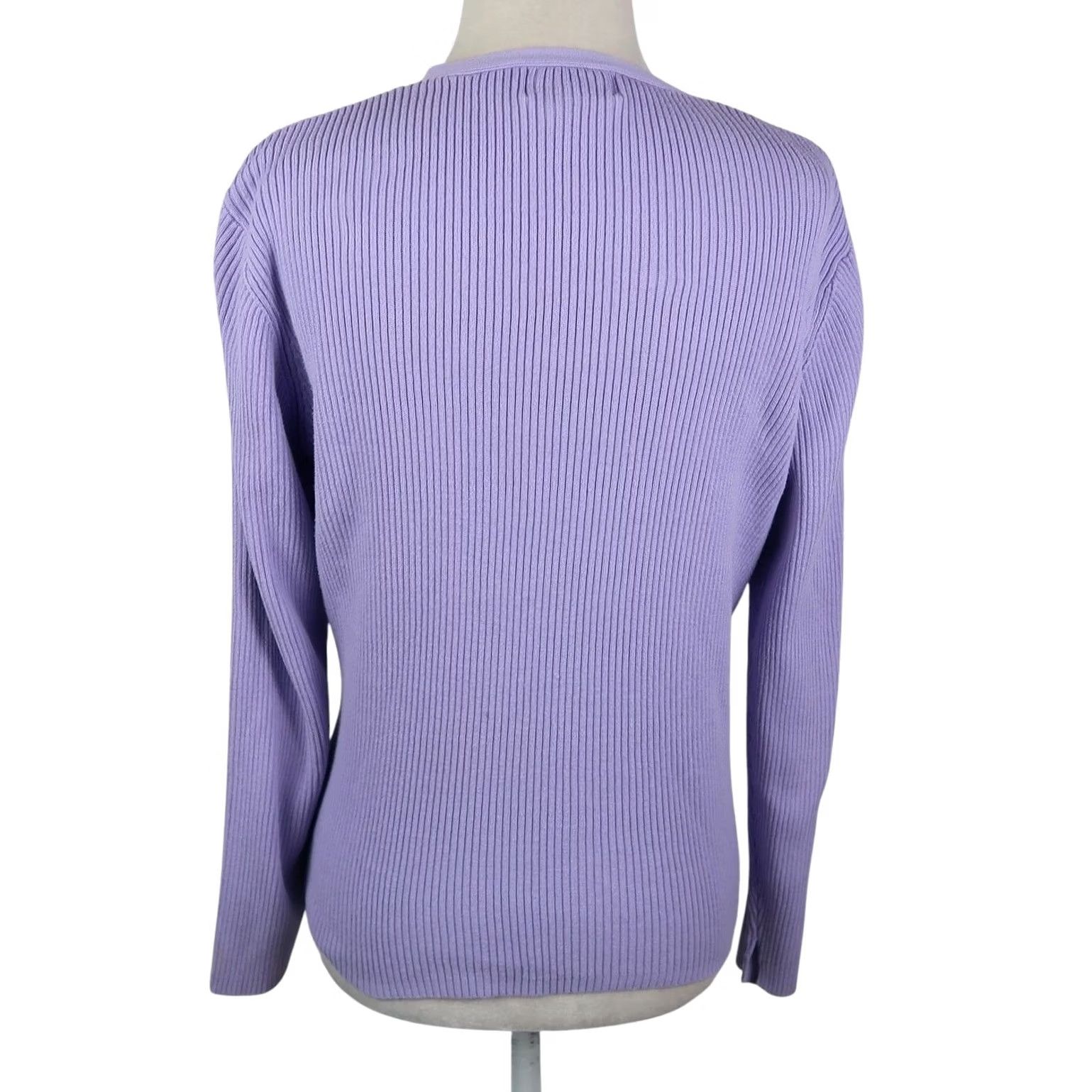 Vintage VINTAGE Style&co Cardigan Sweater Adult M Purple 90s Cotton Womens Size M / US 6-8 / IT 42-44 - 3 Thumbnail