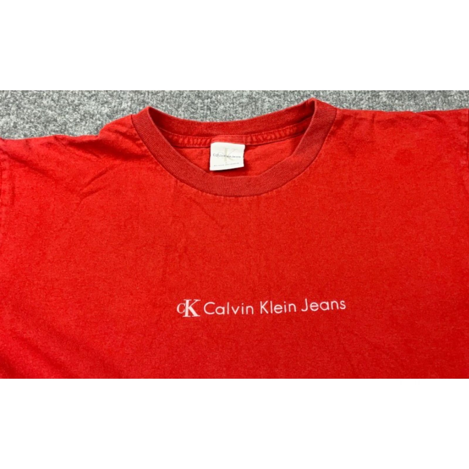 Calvin Klein VINTAGE Calvin Klein T-Shirt Women's L Red 90s Spell Out Print Cotton USA Made Retro Shirt Basic Casual Short Sleeve Crew Neck Size L / US 10 / IT 46 - 6 Thumbnail