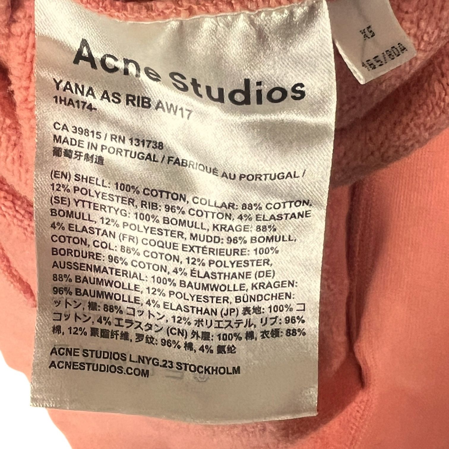Acne Studios Acne Studios Yana AS Mens XS Ribbed Salmon Cotton Sweatshirt Size US XS / EU 42 / 0 - 6 Thumbnail
