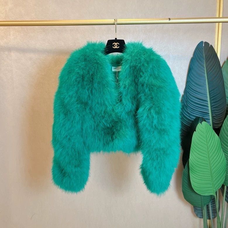 Saint Laurent Paris saint Laurent parisGreen fur jacket 2503-Nextarrow Size XXS / US 00 / IT 34 - 2 Thumbnail