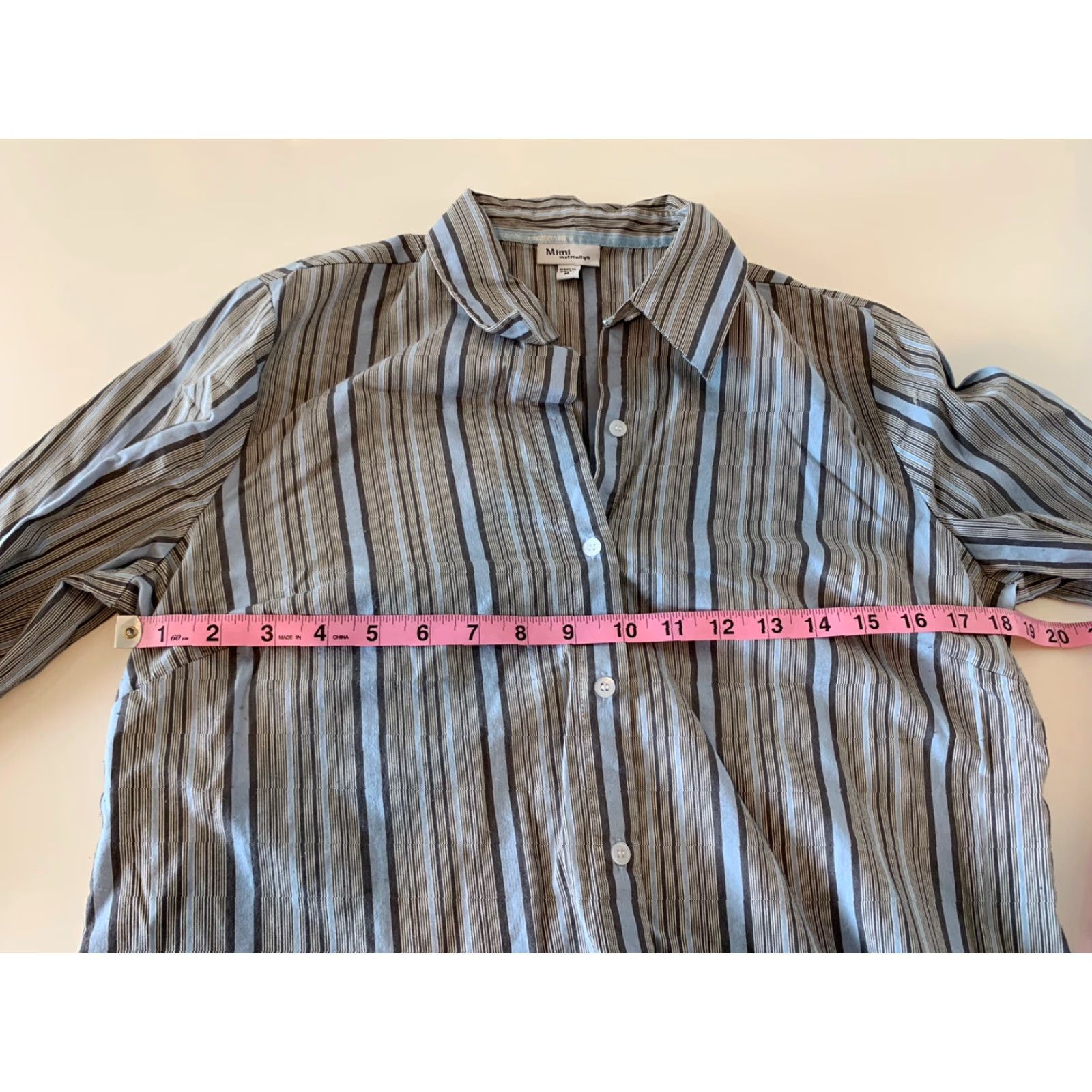 Vintage Mimi Maternity Long Sleeve Button Front Striped Top Women’s M Blue Shirt Blouse Size M / US 6-8 / IT 42-44 - 4 Thumbnail
