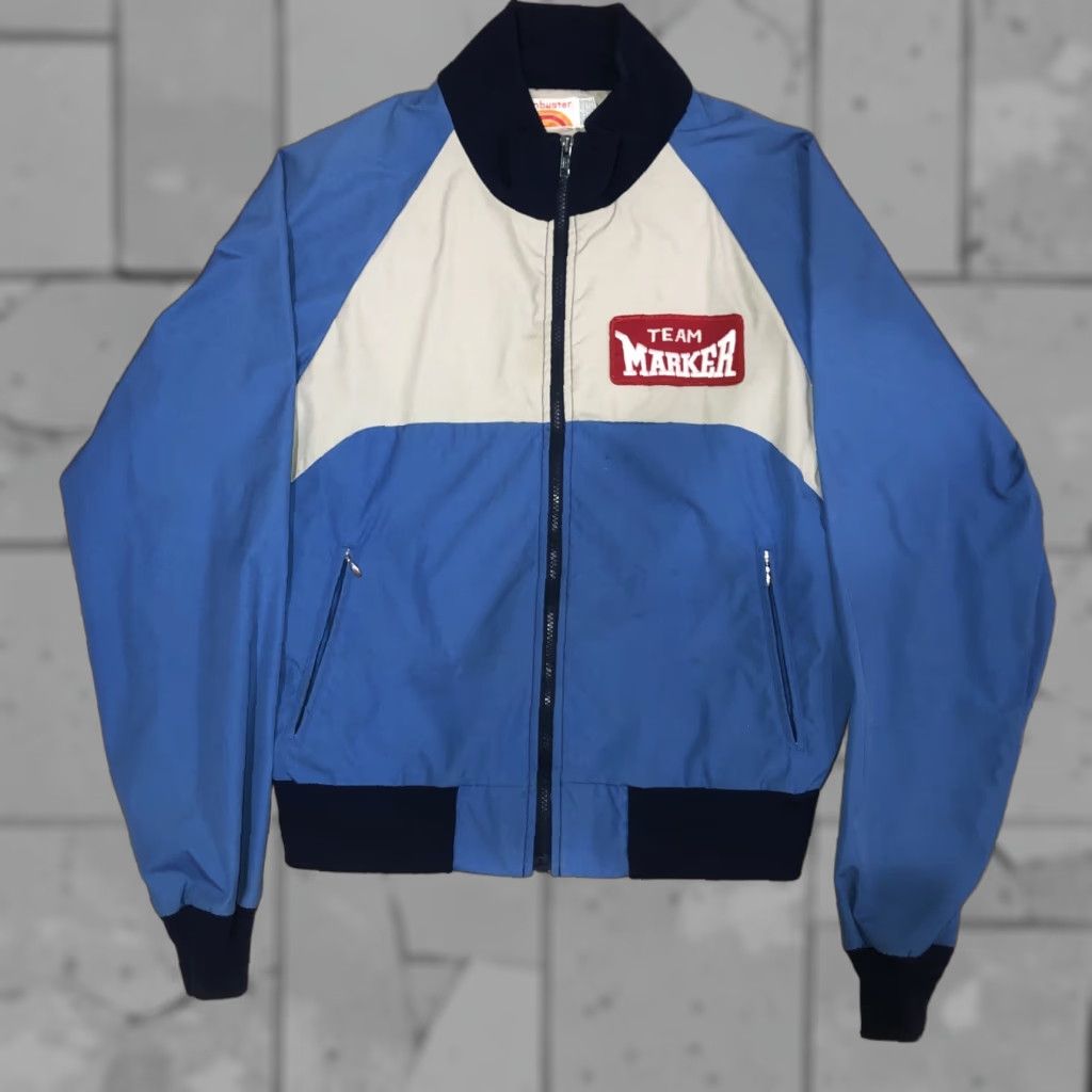 Vintage VINTAGE Zip-Up Jacket Sunbuster Team Marker Windbreaker Men M Blue Size M Mens Size US M / EU 48-50 / 2 - 1 Thumbnail
