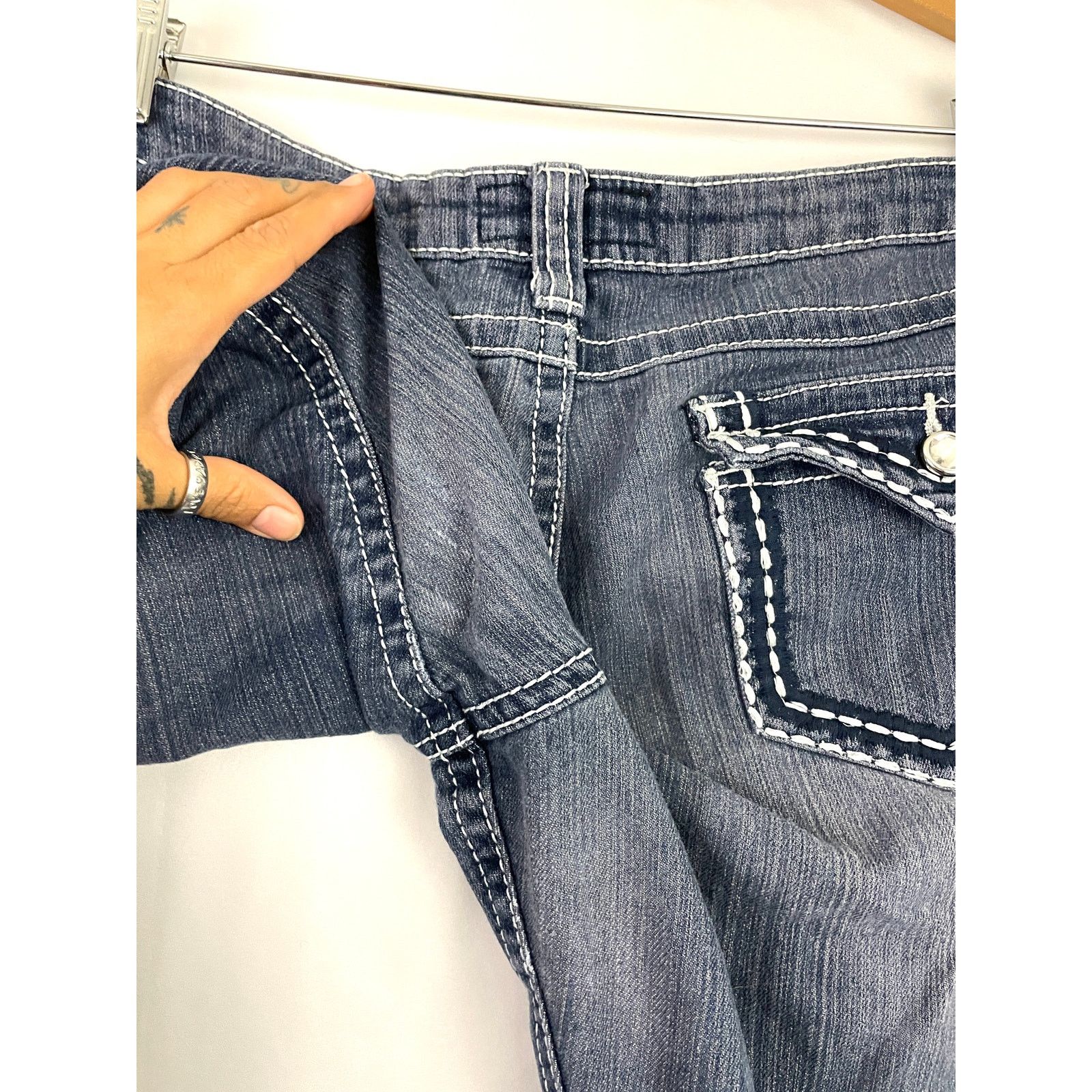 Eighty Eight Eighty Eight Blue Denim Jeans Low Rise White Sz 15 Size 34" / US 12 / IT 48 - 7 Thumbnail
