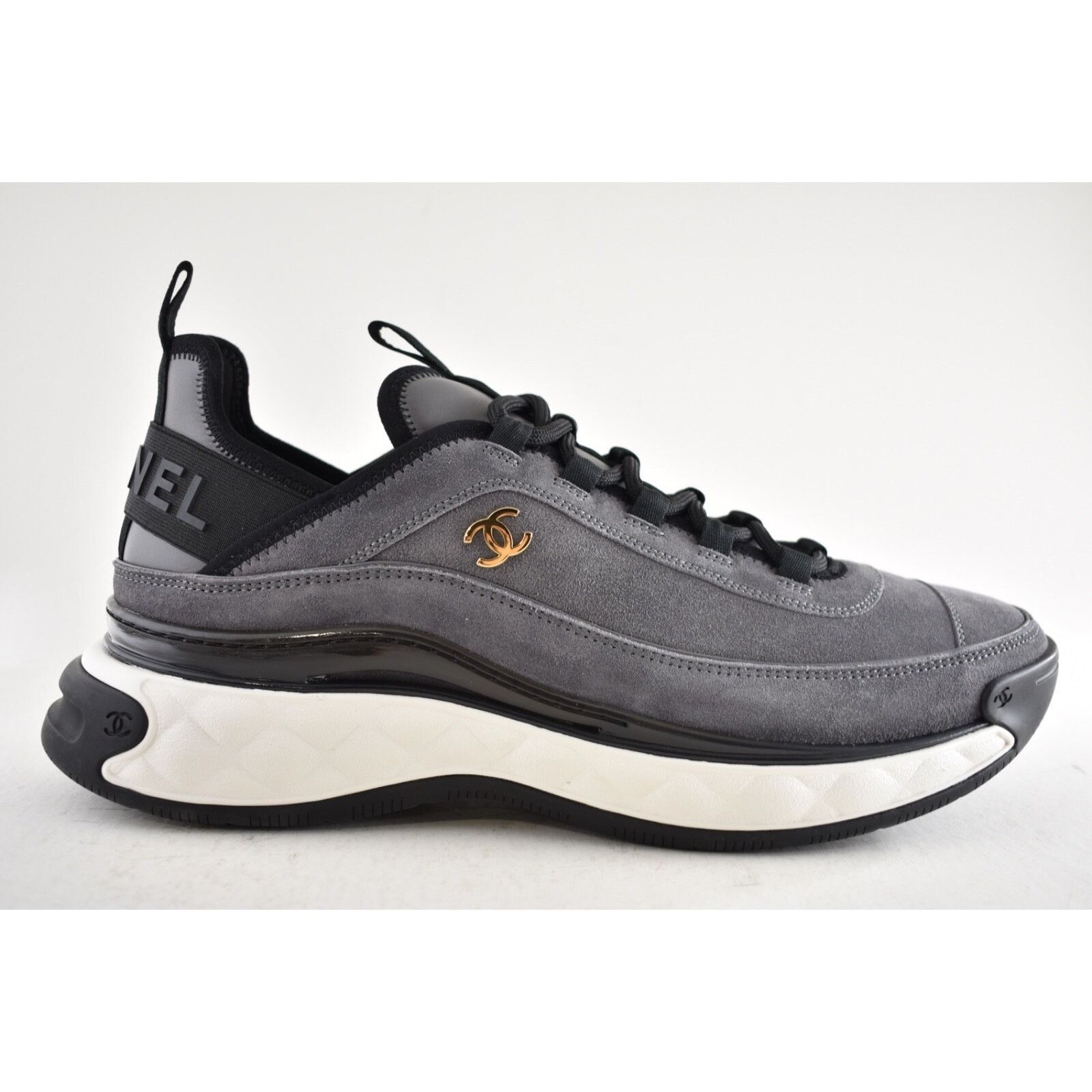 Chanel Chanel 23K Mens Grey Black White CC Logo Lace Up Low Top Size US 11 / EU 44 - 2 Thumbnail