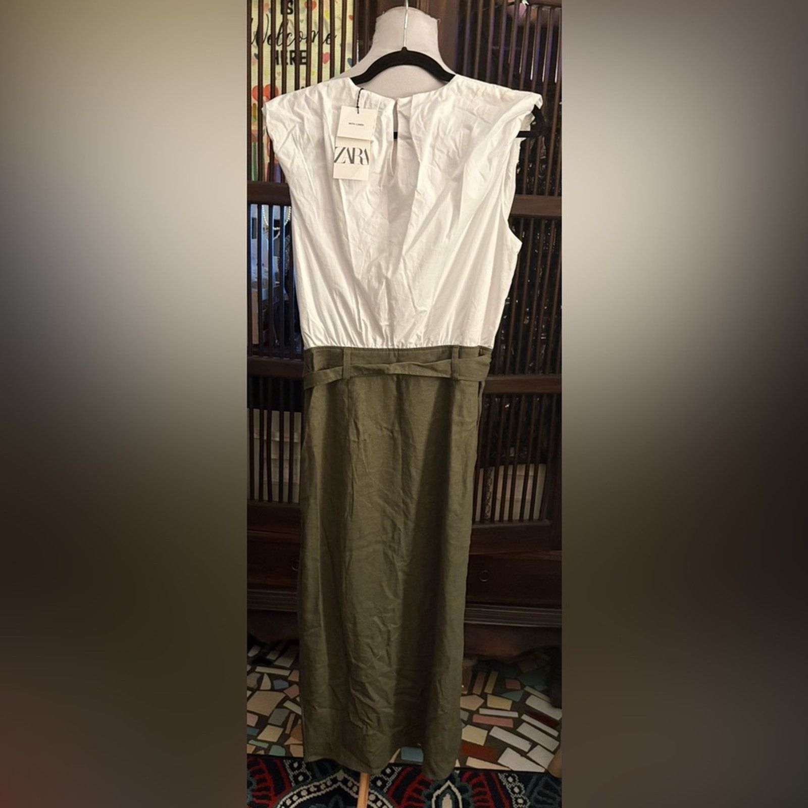 Zara Nwt- Zara- Linen Blend Combination Midi Dress- L Size L / US 10 / IT 46 - 6 Thumbnail