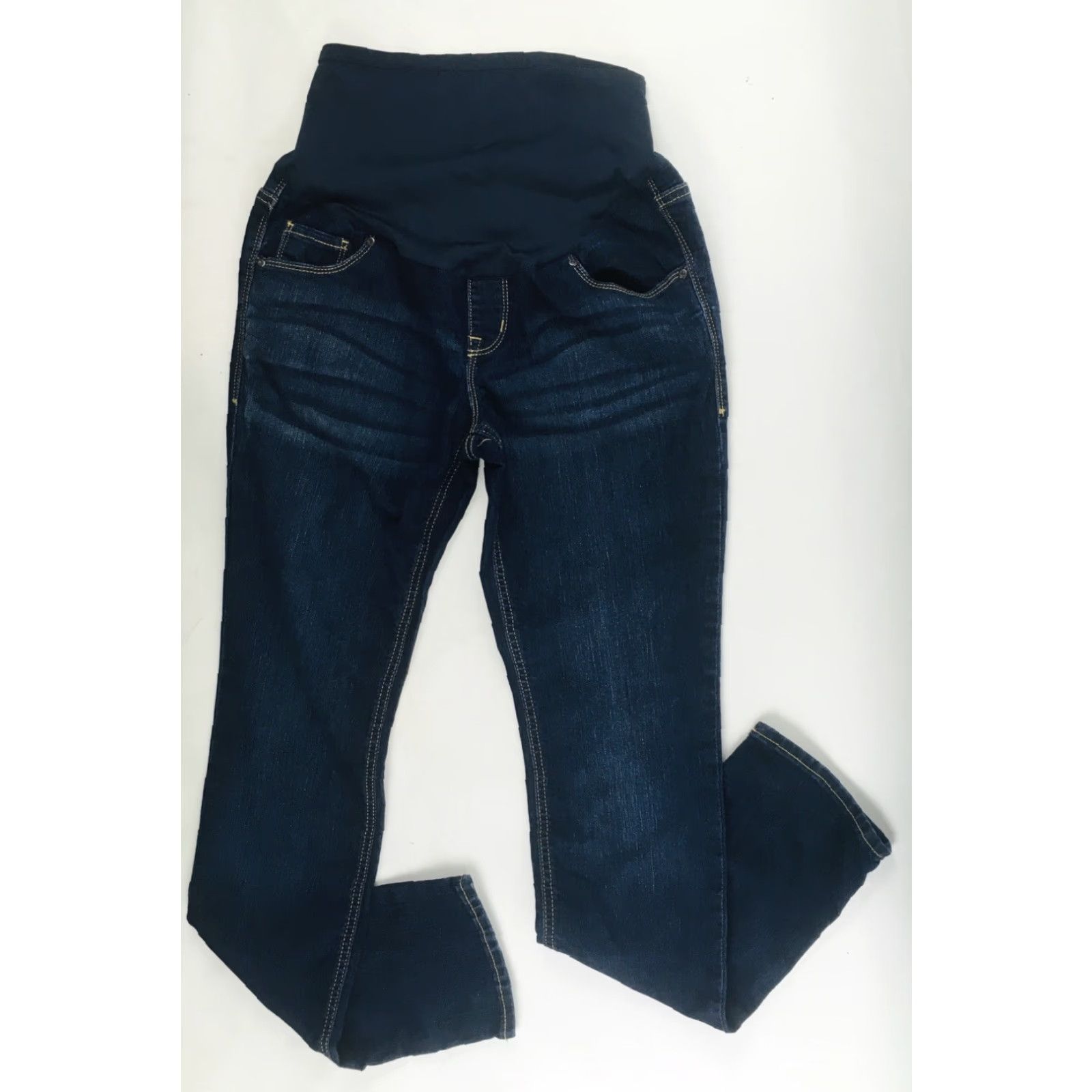 Old Navy Old Navy Jeans Size 6 Dark Blue Maternity Full Panel Skinny Straight Leg Pockets Size 28" / US 6 / IT 42 - 2 Thumbnail