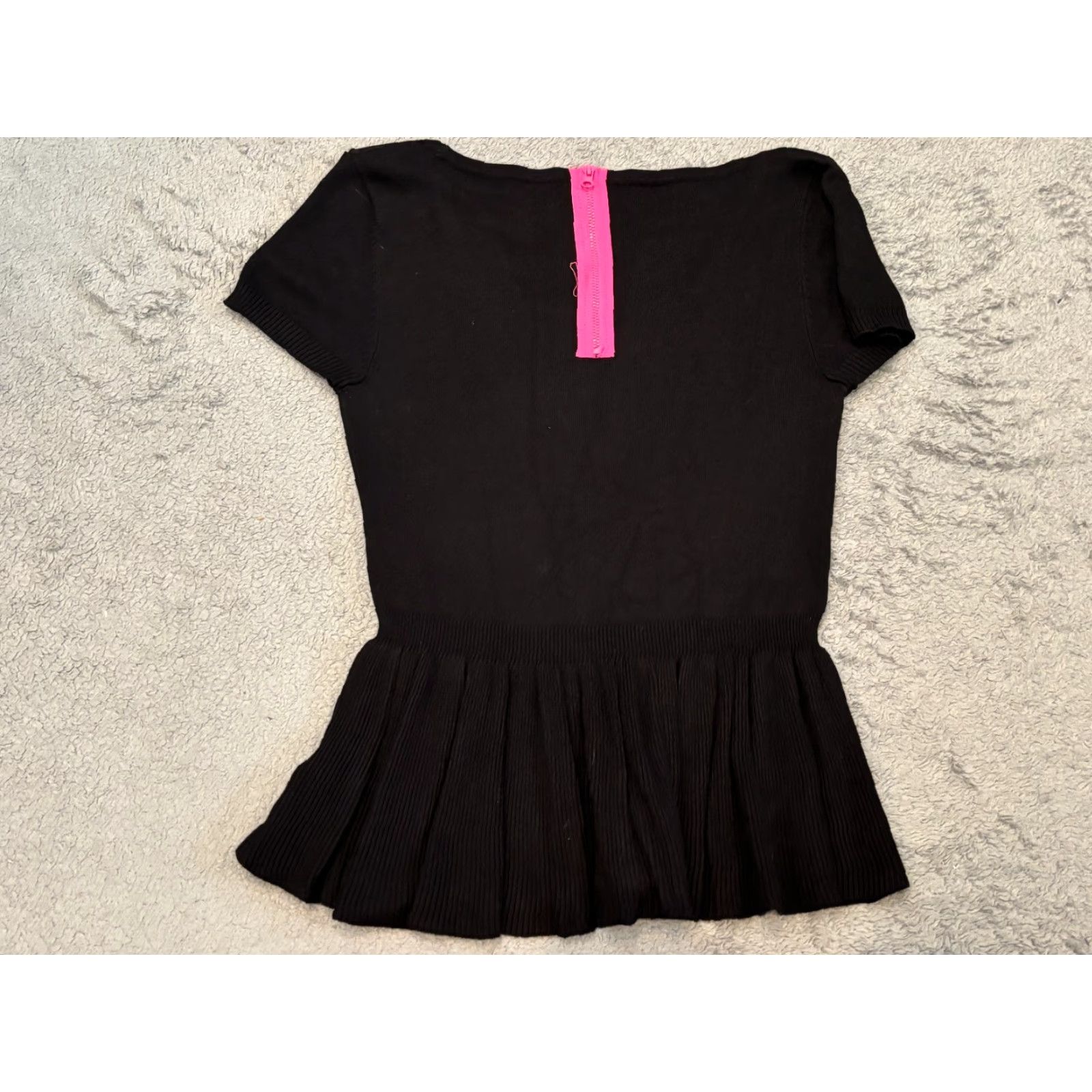 Bebe NWT Bebe Peplum Top Womens Medium Black Short Sleeve Stretch Casual 2B Blouse Jerseys Womens M Black Y2K Size M / US 6-8 / IT 42-44 - 6 Thumbnail