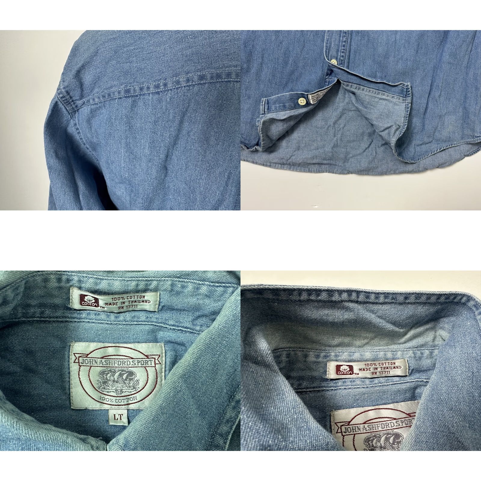 Denime VINTAGE John Ashford Denim Shirt Mens LT Large Tall Long Sleeve 90s Grunge Casual Workwear Button-Up Size US L / EU 52-54 / 3 - 8 Thumbnail