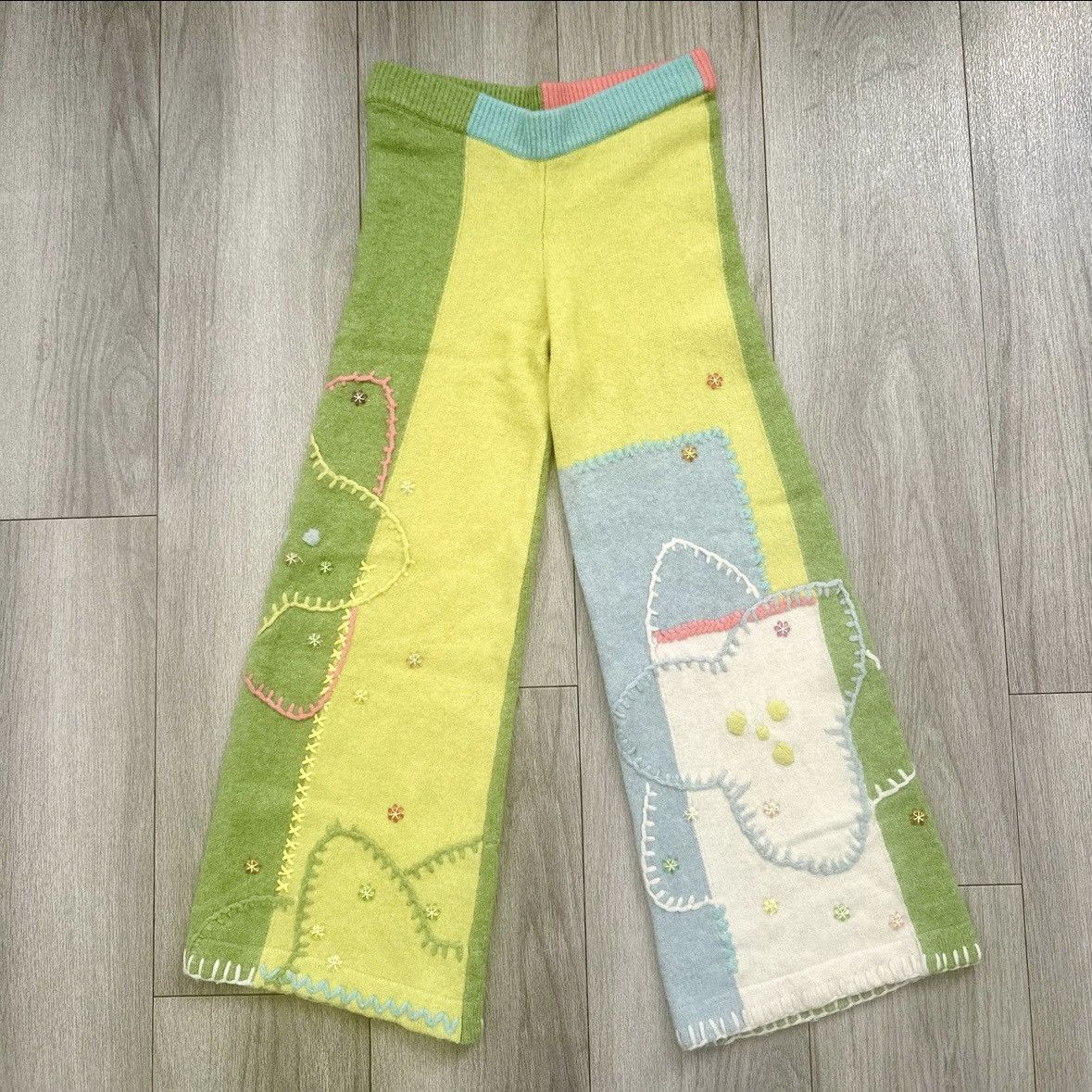 Yan Yan Knits YanYan Sunblock Colorblock Lambswool Wide Leg Pants NWOT Size 27" / US 4 / IT 40 - 9 Thumbnail