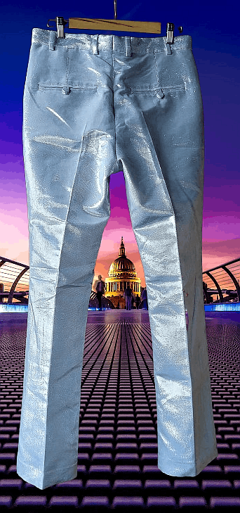 H&M × Paco Rabanne Silver lame dress pants Size US 33 - 2 Thumbnail