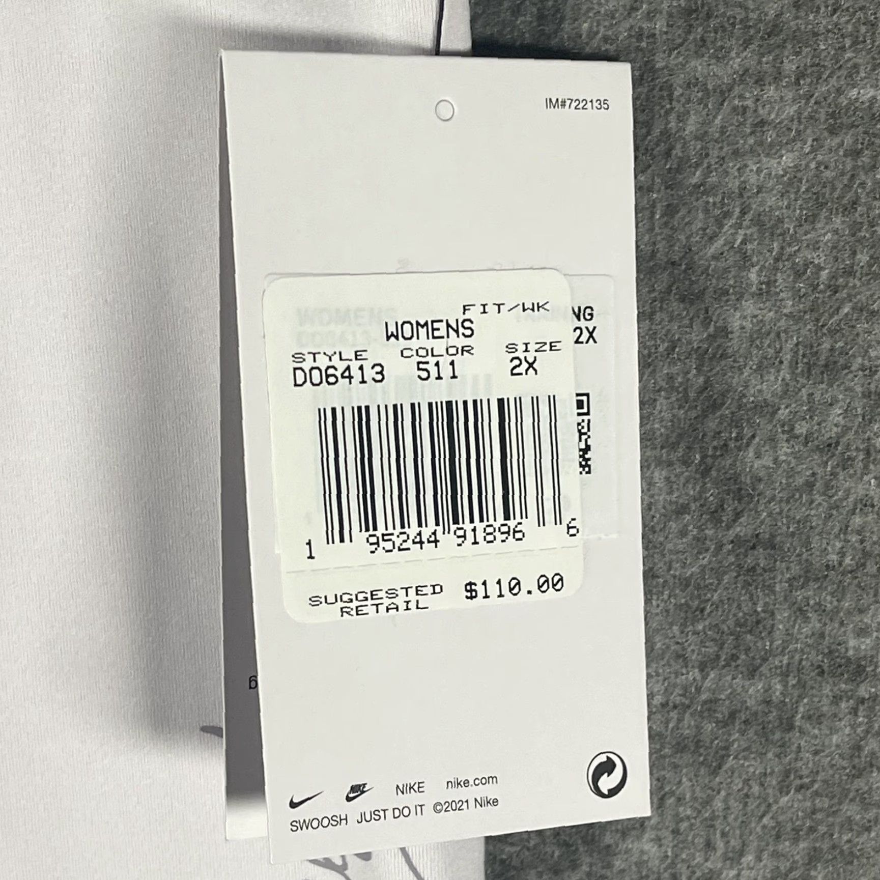 Nike VINTAGE Nike Leggings Womens 2X White One Luxe Dri-FIT Mid Rise Leggings Serena Script Size 40" / US 18 - 6 Thumbnail