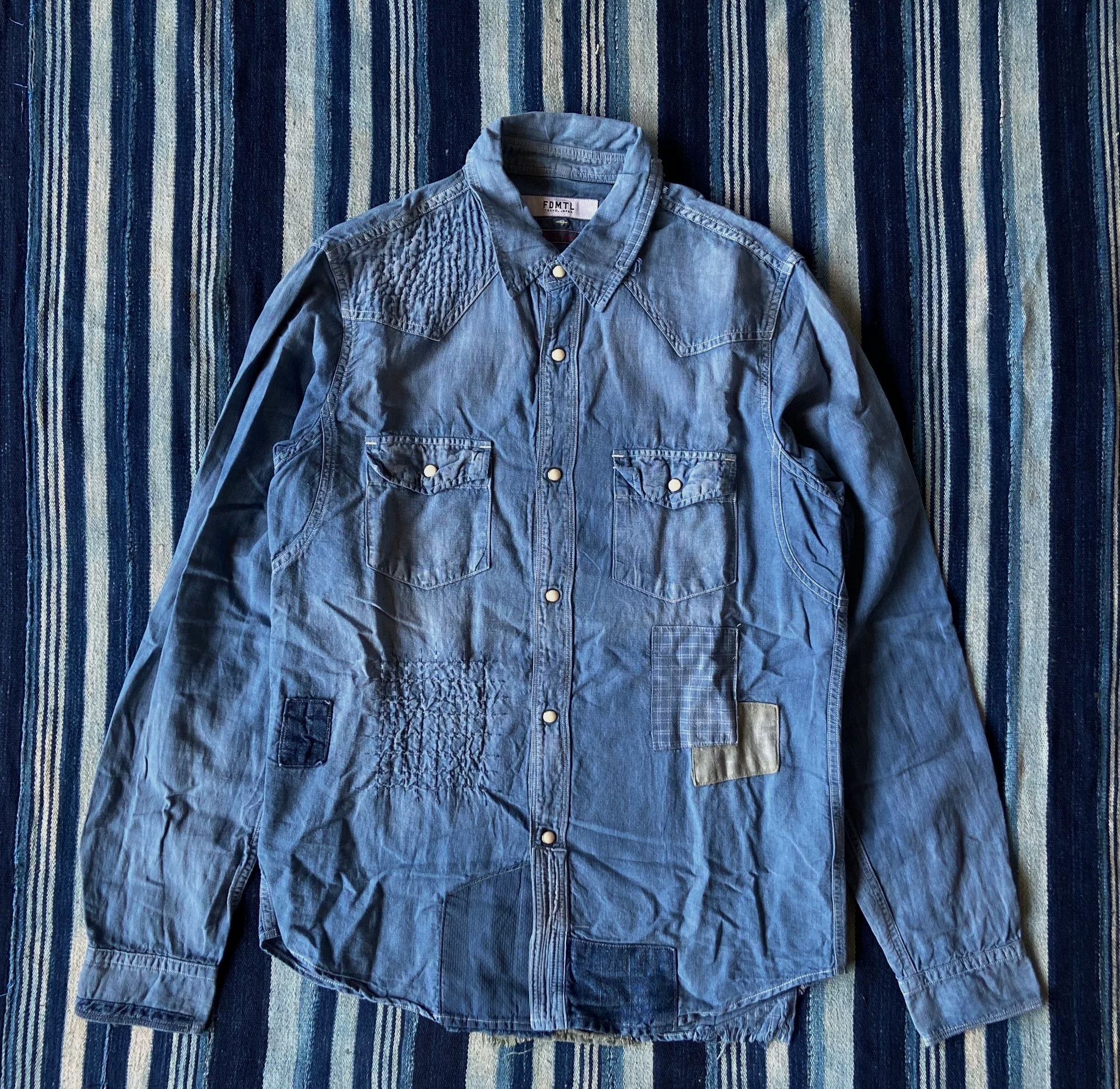 FDMTL fdmtl patchwork denim shirt 5yr wash Size US L / EU 52-54 / 3 - 1 Thumbnail