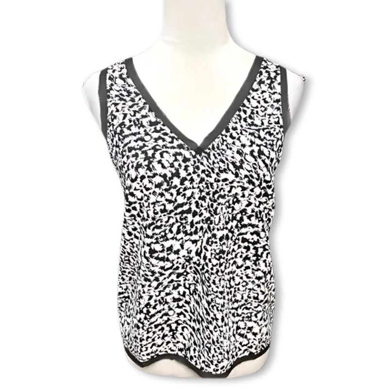 Other Halogen V Neckline Tank Top Animal Print Black/White S NWOT Size S / US 4 / IT 40 - 2 Thumbnail