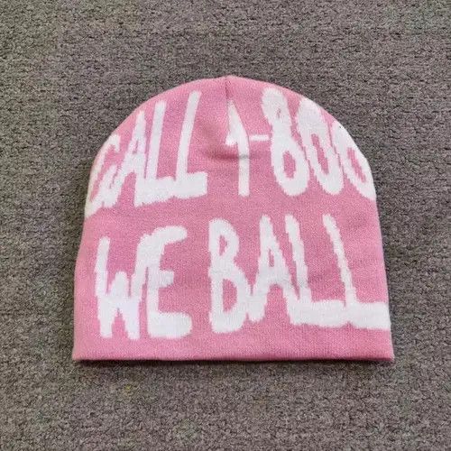 Japanese Brand Call 1-800 We Ball Y2K Graphic No Cuff Beanie Hat Pink Size ONE SIZE - 4 Thumbnail