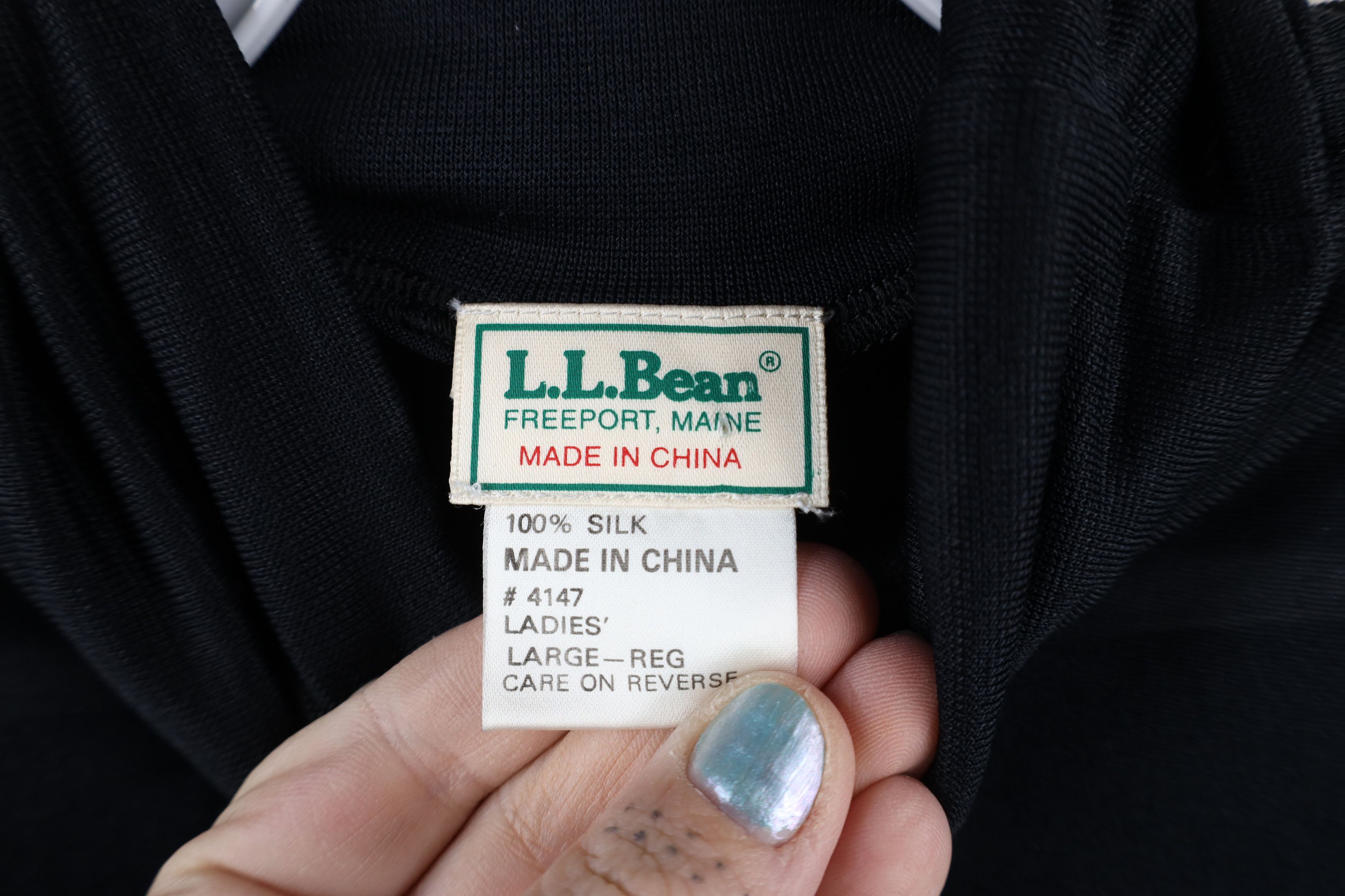 L.L. Bean × Vintage Vintage 90s LL Bean Silk Turtleneck T-Shirt Black Size L / US 10 / IT 46 - 6 Thumbnail