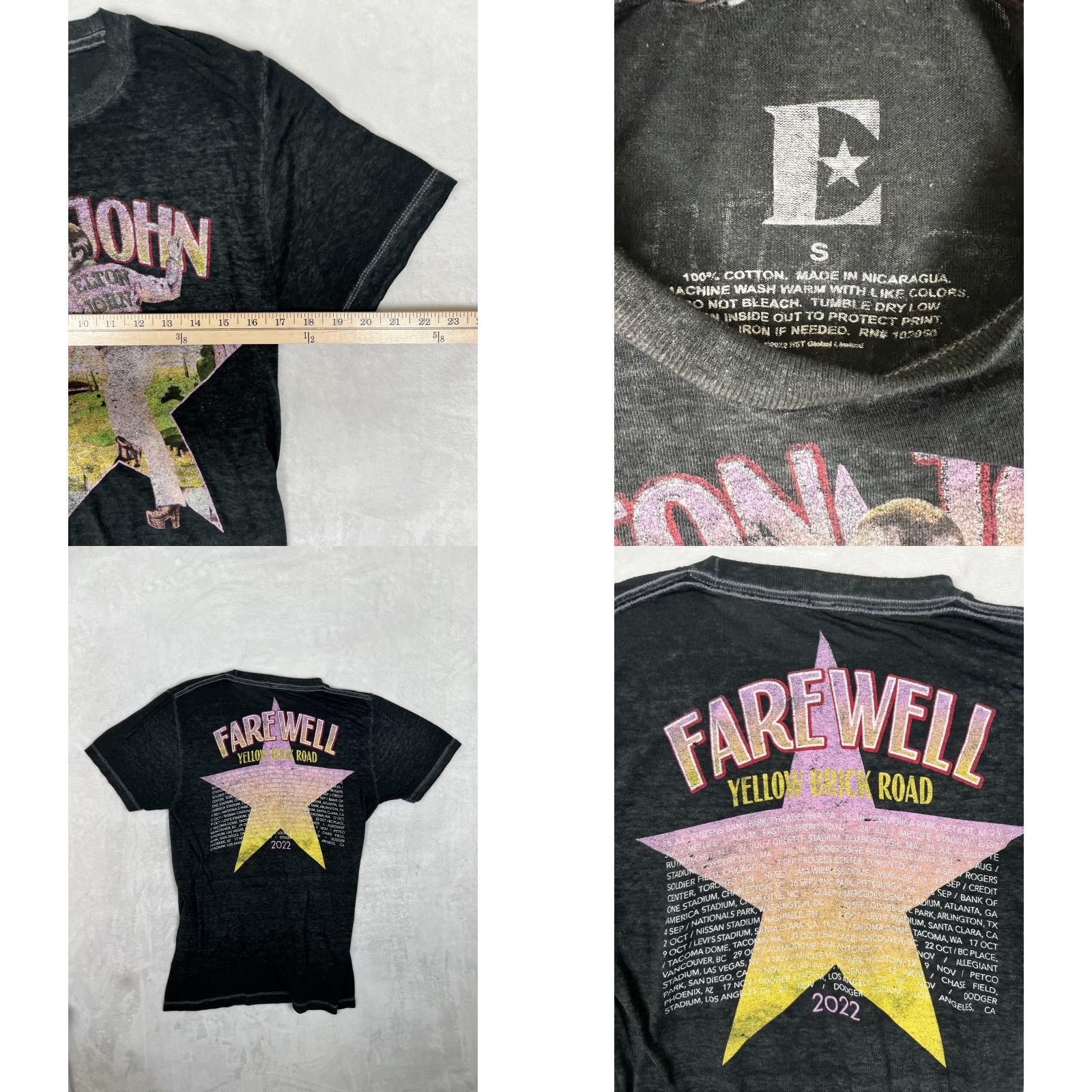 Vintage Elton John T-Shirt Black Mens Small 2022 Tour Concert Farewell Yellow Brick Road Size US S / EU 44-46 / 1 - 8 Thumbnail