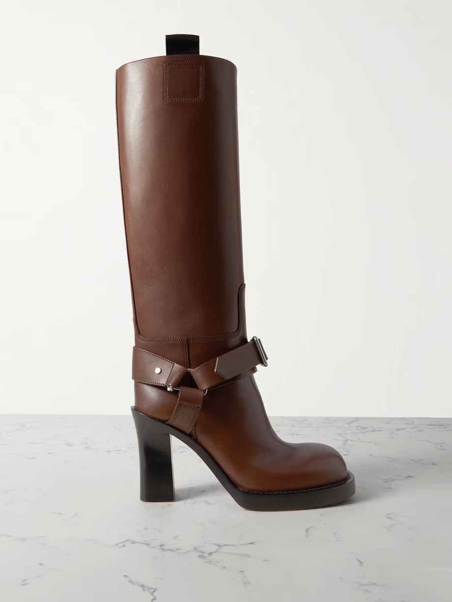 o1w1db10125 Leather Stirrup High Boots in Dark Brown