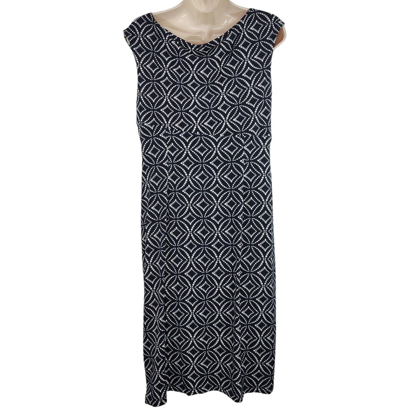 Other Connected Apparel Blue White Sheath Dress Size 12 Geometric Size XL / US 12-14 / IT 48-50 - 5 Thumbnail
