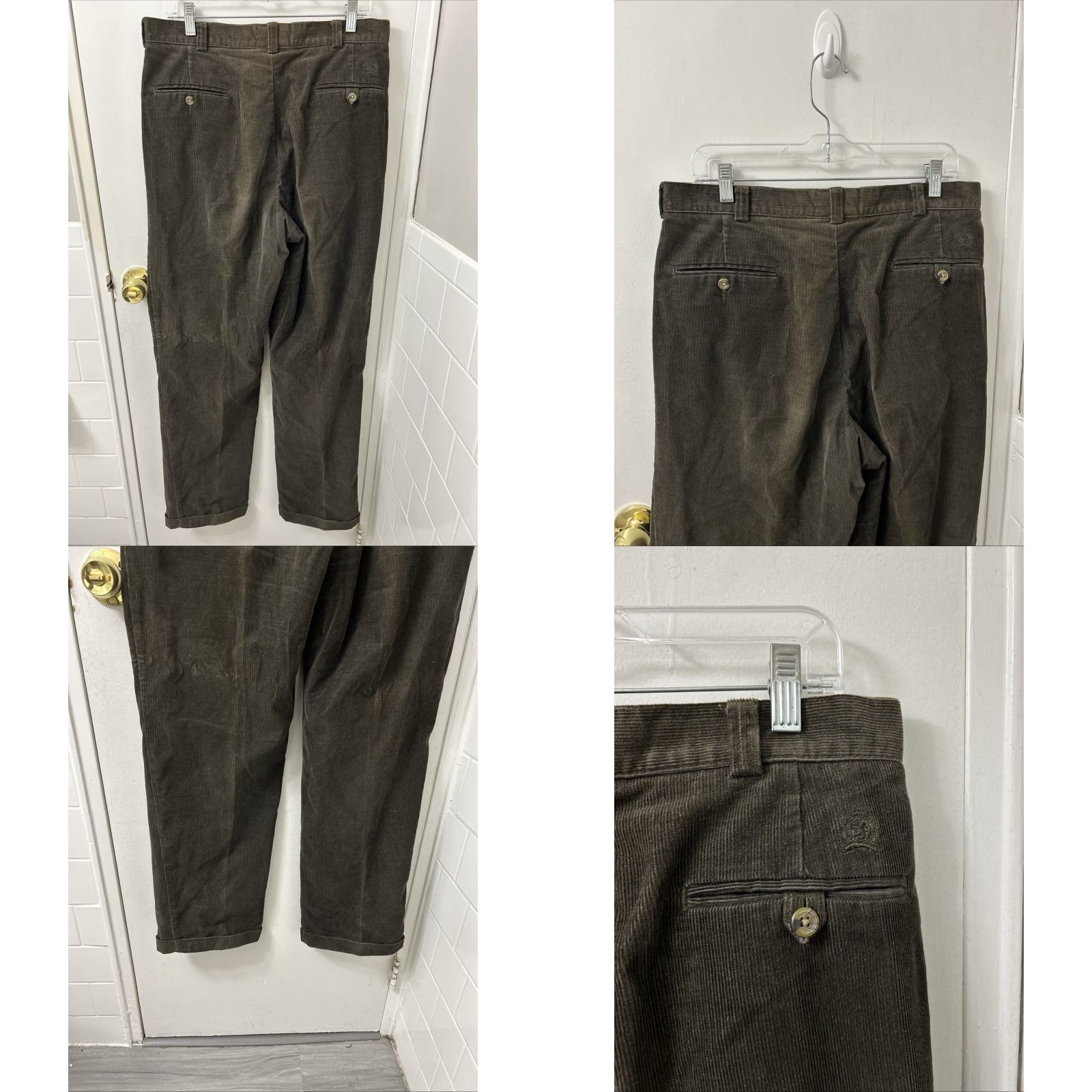 Tommy Hilfiger VINTAGE Tommy Hilfiger Corduroy Pants Mens 34x34 Brown Pleated Cuffed YKK Pants Mens Regular Brown Corduroy Pleated Logo Embroidered Size US 34 / EU 50 - 8 Thumbnail