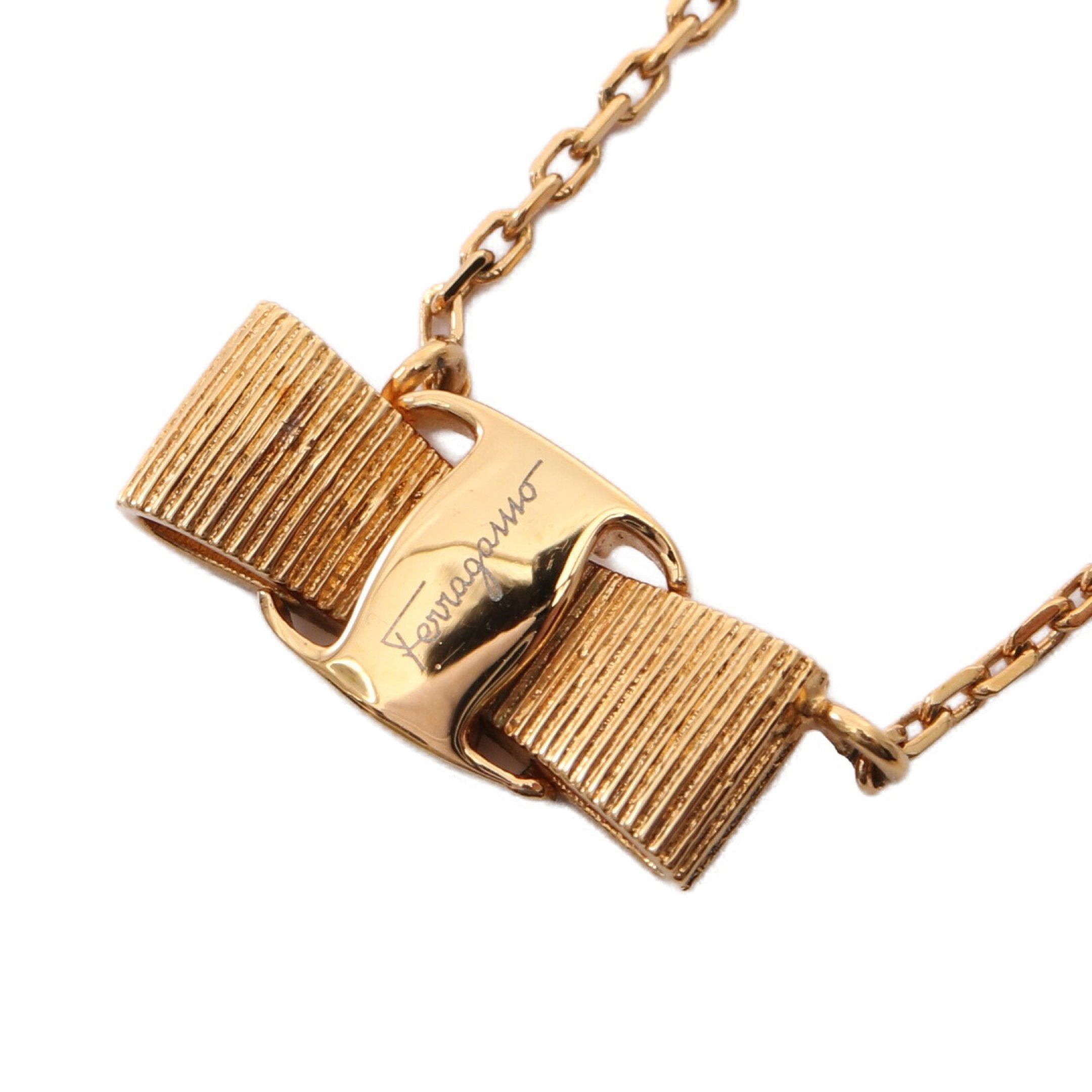 Salvatore Ferragamo Salvatore Ferragamo Vara Ribbon Necklace Gp Gold Size ONE SIZE - 1 Thumbnail