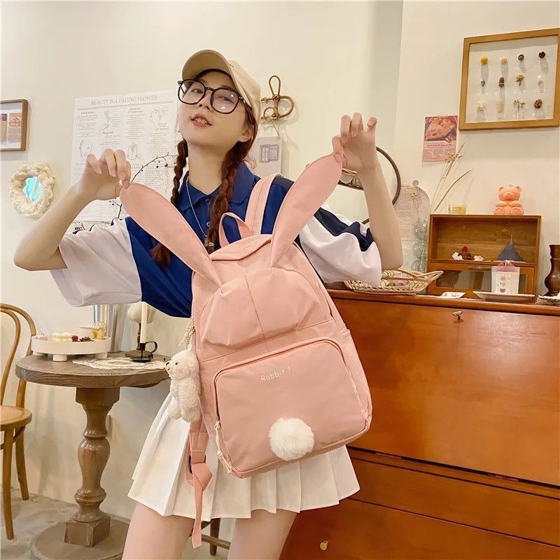 Vintage Cute Rabbit Young Girl School Backpack Size ONE SIZE - 1 Thumbnail