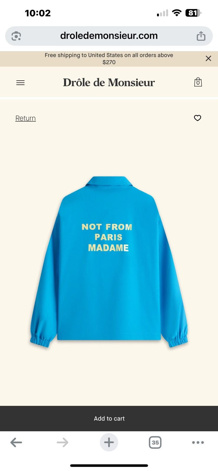 Drole De Monsieur La Veste Slogan Not From Paris Jacket Size US XL / EU 56 / 4 - 1 Thumbnail