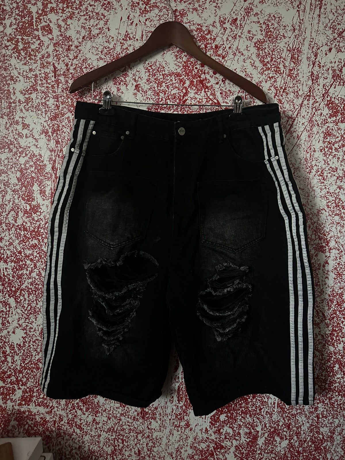 image of Vintage Gv Gallery “Blowout G-Lenci Jorts” Denim Jorts in Black, Men's (Size 36)