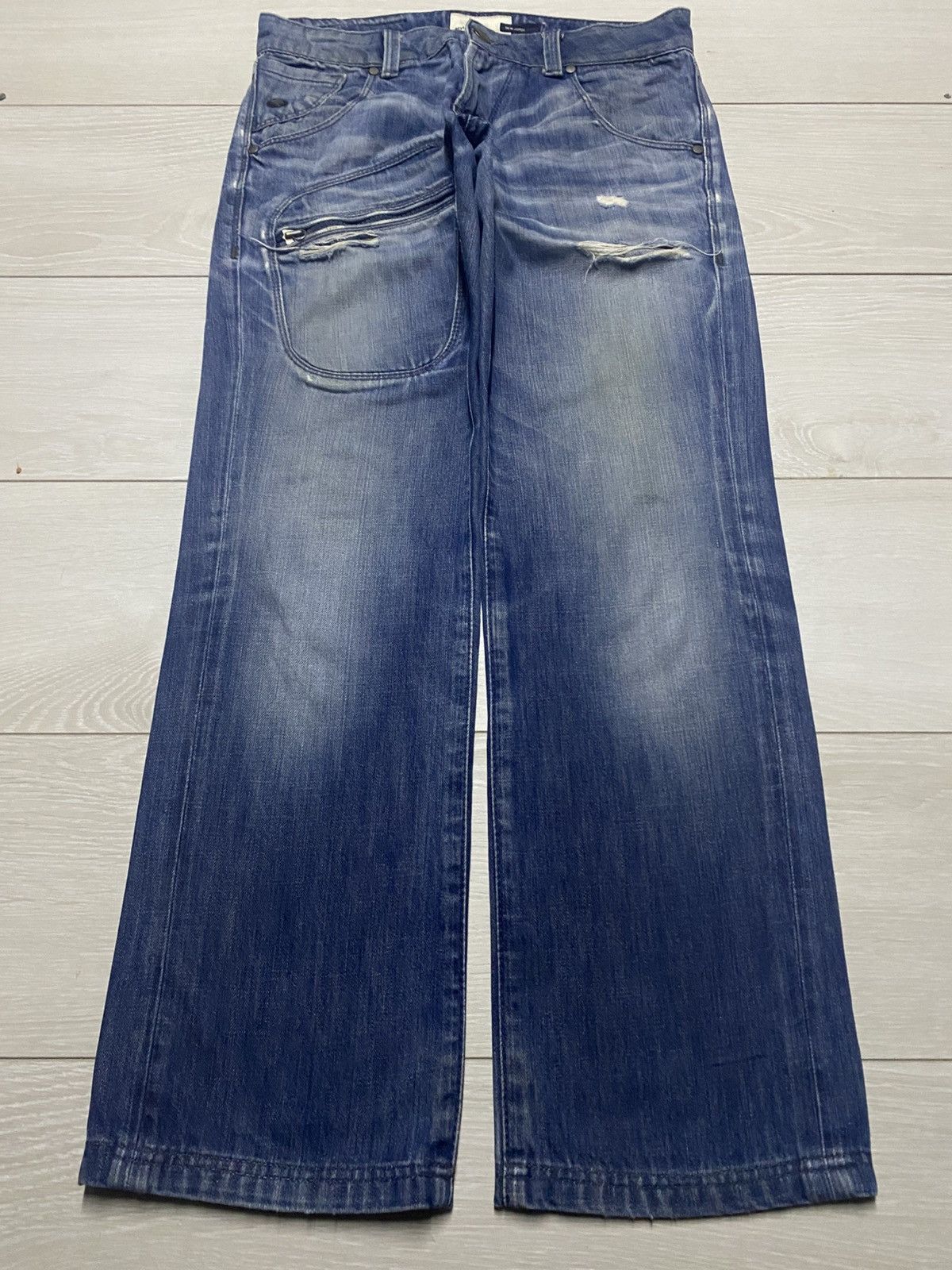 Energie Vintage Style Clash Energy Faded Wash Distressed Jeans Size US 31 - 1 Thumbnail