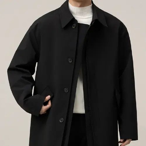 VIBE Classic Black Coat - Minimalist Style Size US M / EU 48-50 / 2 - 6 Thumbnail