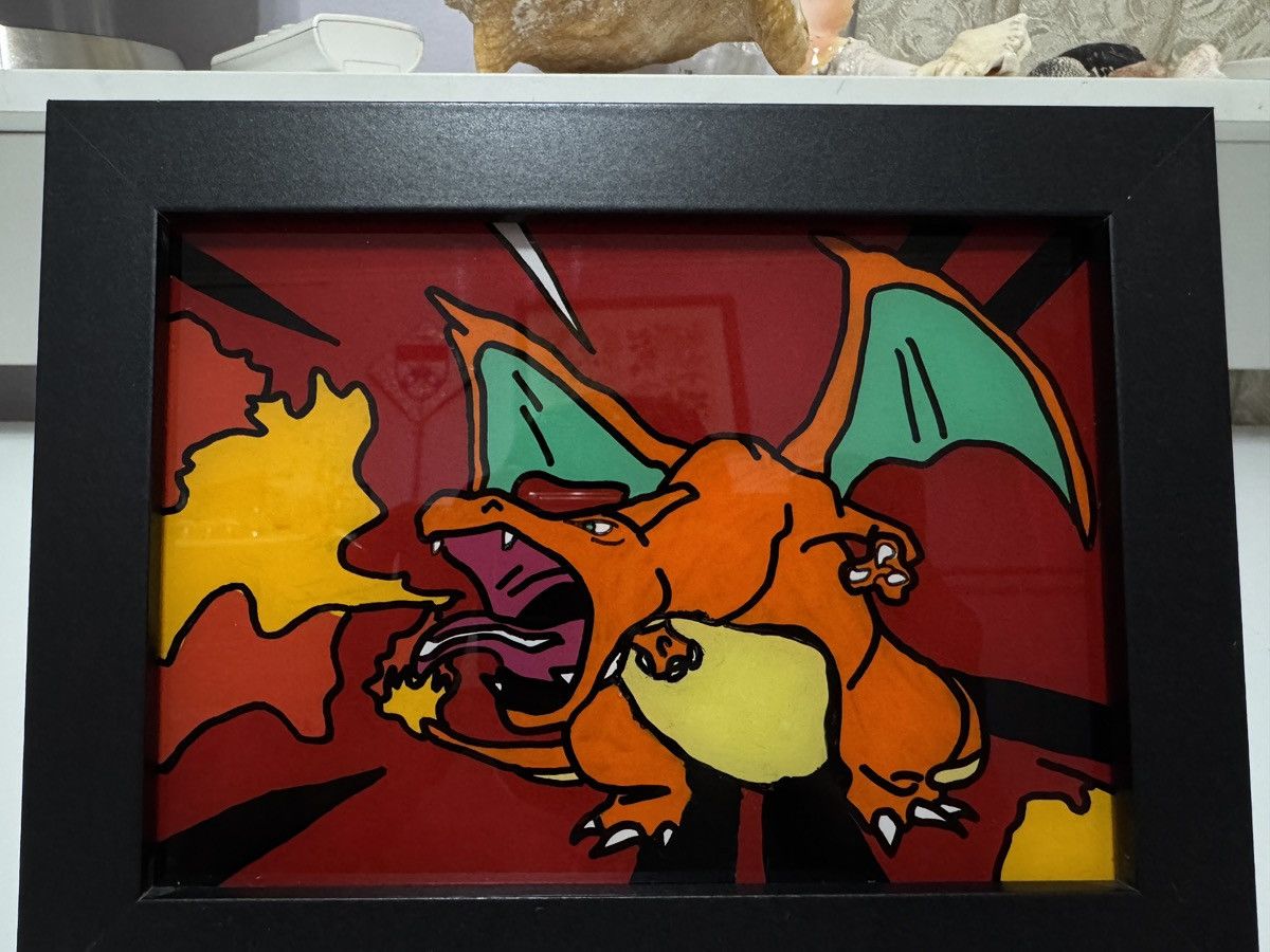 Pokemon Handmade Charizard Base set Glass art Size ONE SIZE - 3 Thumbnail