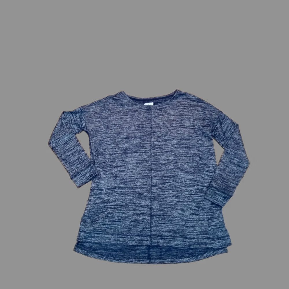 Lou & Grey Lou & Grey Women's Long Sleeve Marled Blue Lounge Top T-Shirt Size L Crew Neck, 28" Length, Tunic Style Size L / US 10 / IT 46 - 1 Thumbnail