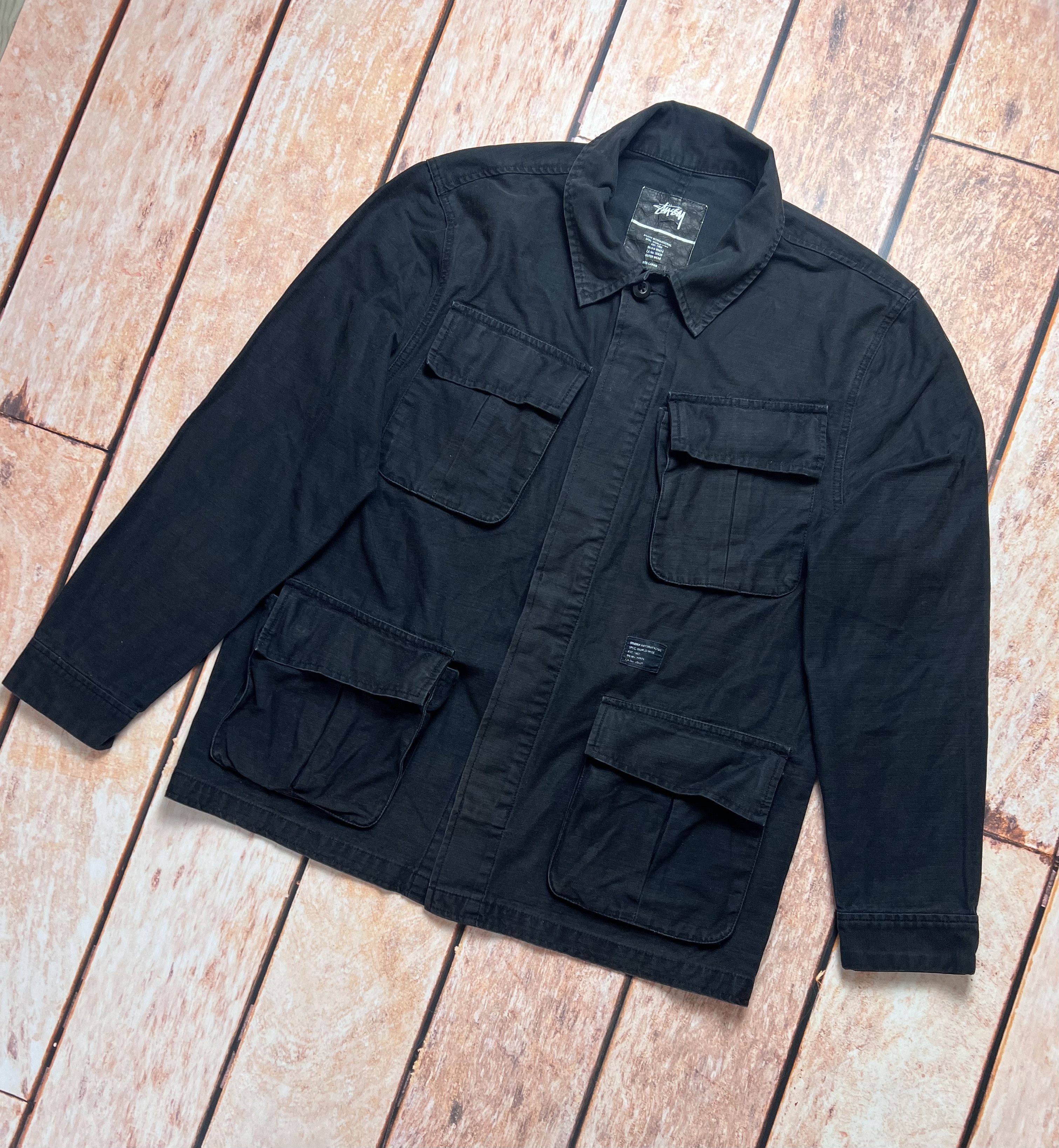 image of Vintage Stussy Military Jacket in Black, Men's (Size XL)