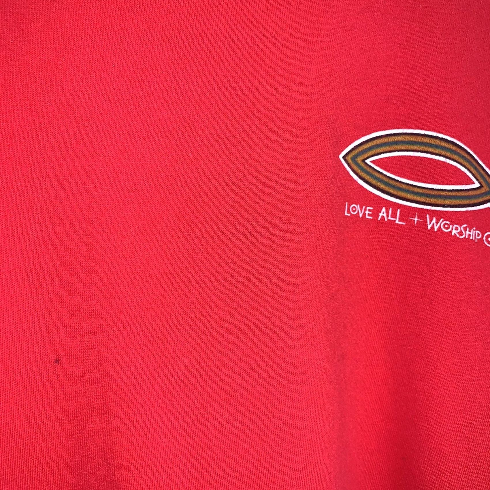 Vintage VINTAGE Red Bar Anvil Tee Distressed Jesus Ichthys Love All Worship One Long Sleeve T-Shirt Red Large Size US L / EU 52-54 / 3 - 3 Thumbnail