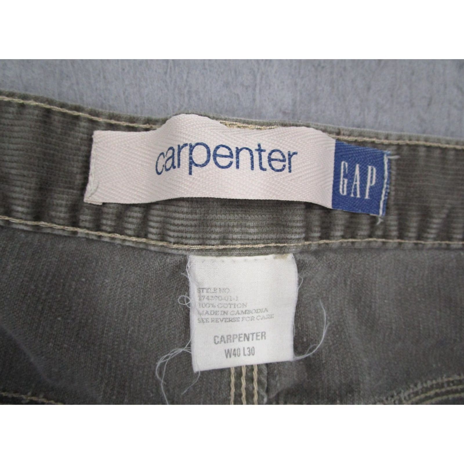 Gap VINTAGE Gap Carpenter Pants Mens 40x28 Olive Green Corduroy Hammer Loop Workwear 90s Mens Pants Size US 40 / EU 56 - 3 Thumbnail