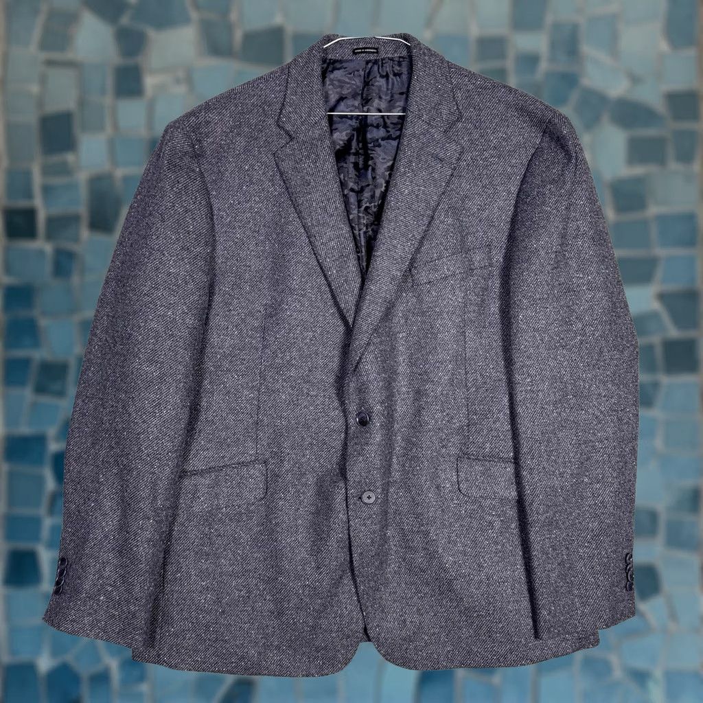 Joseph Abboud Joseph Abboud Blazer Men 48L Wool Sport Coat Slim Notch Lapel Blue Geometric 2-Button 4-Button Double-Vented Italy 48 Regular Size 48R - 1 Thumbnail