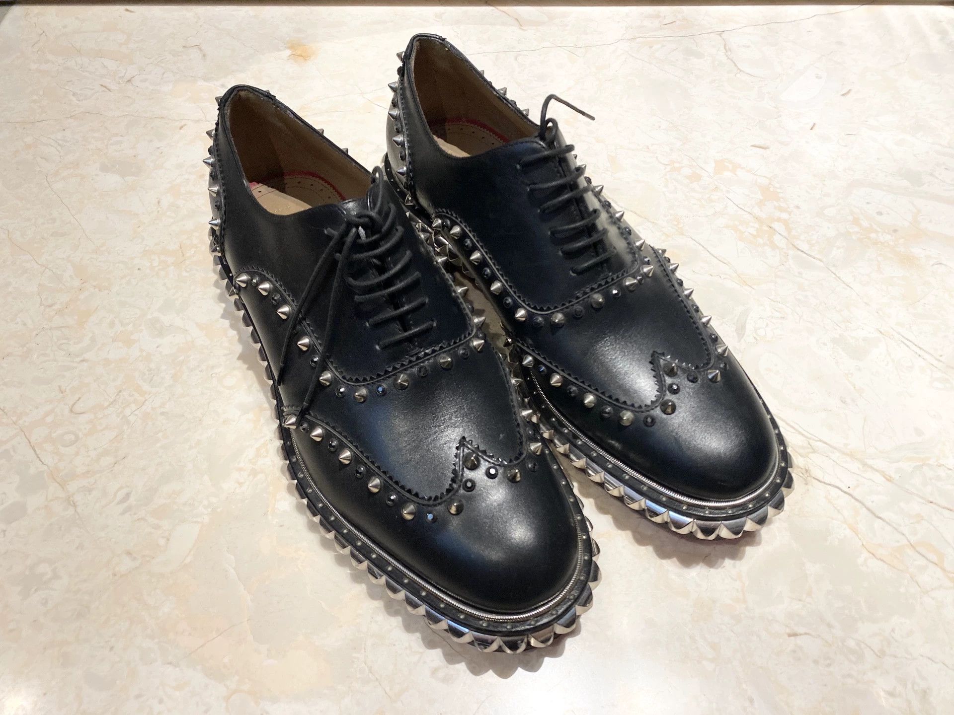 Christian Louboutin Black Studded Men's Leather Shoes Size US 8.5 / EU 41-42 - 1 Thumbnail