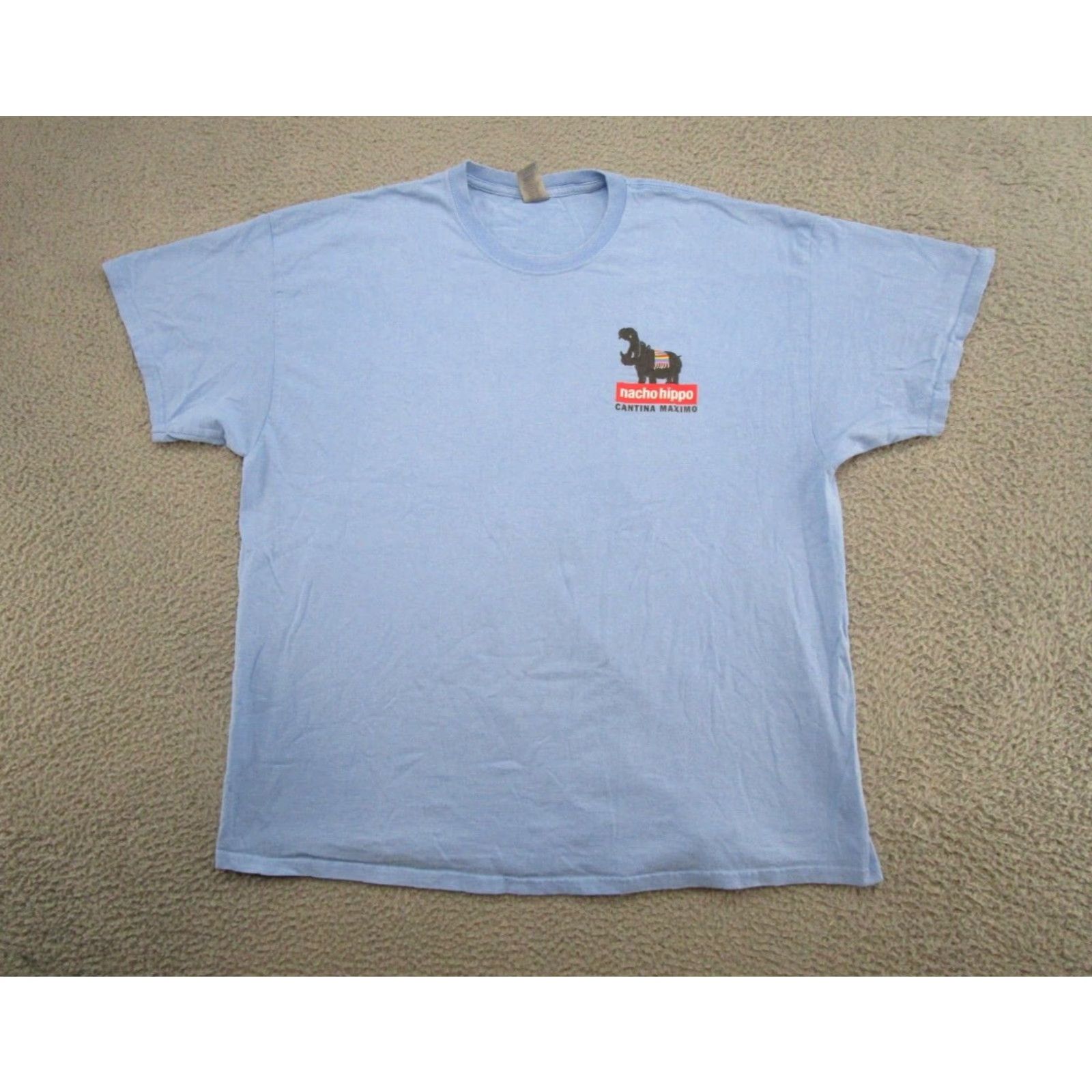 Gildan Nacho Hippo Cantina Maximo Myrtle Beach SC Double Sided T-Shirt Men's 2XL Blue Gildan Short Sleeve Regular Size T-Shirt Mens Size US XXL / EU 58 / 5 - 2 Thumbnail