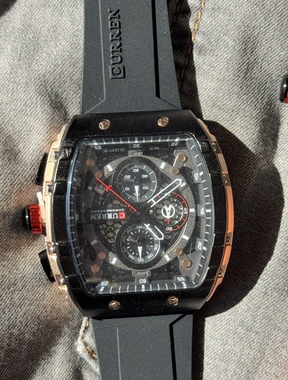 Curren Chronograph Black Men's Sport Wristwatch Quartz Brand New Size ONE SIZE - 4 Thumbnail