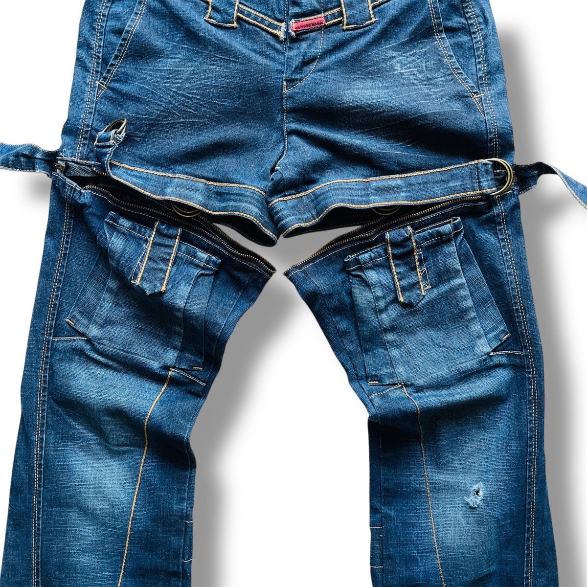Marithe + Francois Girbaud Spectacular MFG Flared Bondage Heavy Denim Jeans Size US 30 / EU 46 - 9 Thumbnail