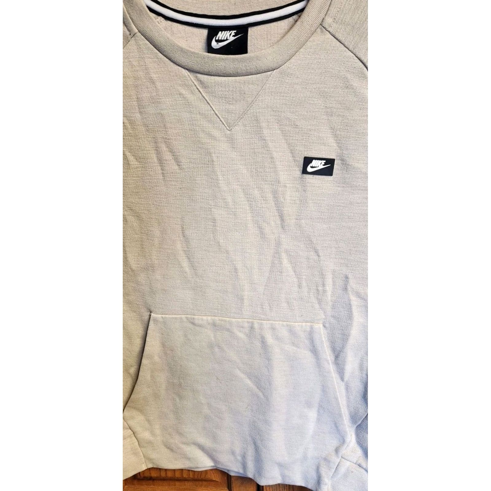 Nike NIKE Adult S Sweatshirt Logo Crewneck Kangaroo Pocket Beige Regular Knit Cotton Polyester Size US S / EU 44-46 / 1 - 6 Thumbnail