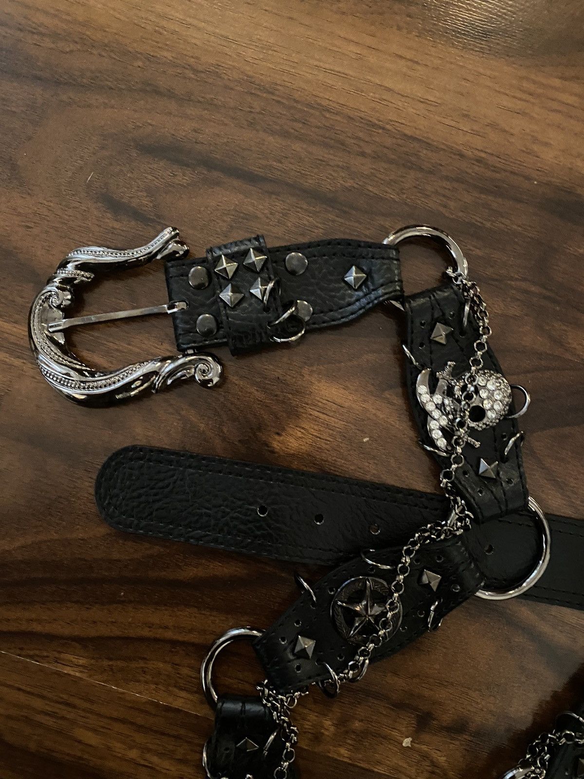 Le Grande Bleu (L.G.B.) Diavlo Black Leather Chain Belt Size ONE SIZE - 4 Thumbnail