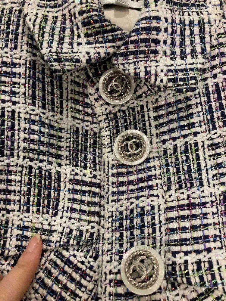 Chanel Chanel Waterfall white checkered lapel hollow buckle glitt Size XS / US 0-2 / IT 36-38 - 5 Thumbnail