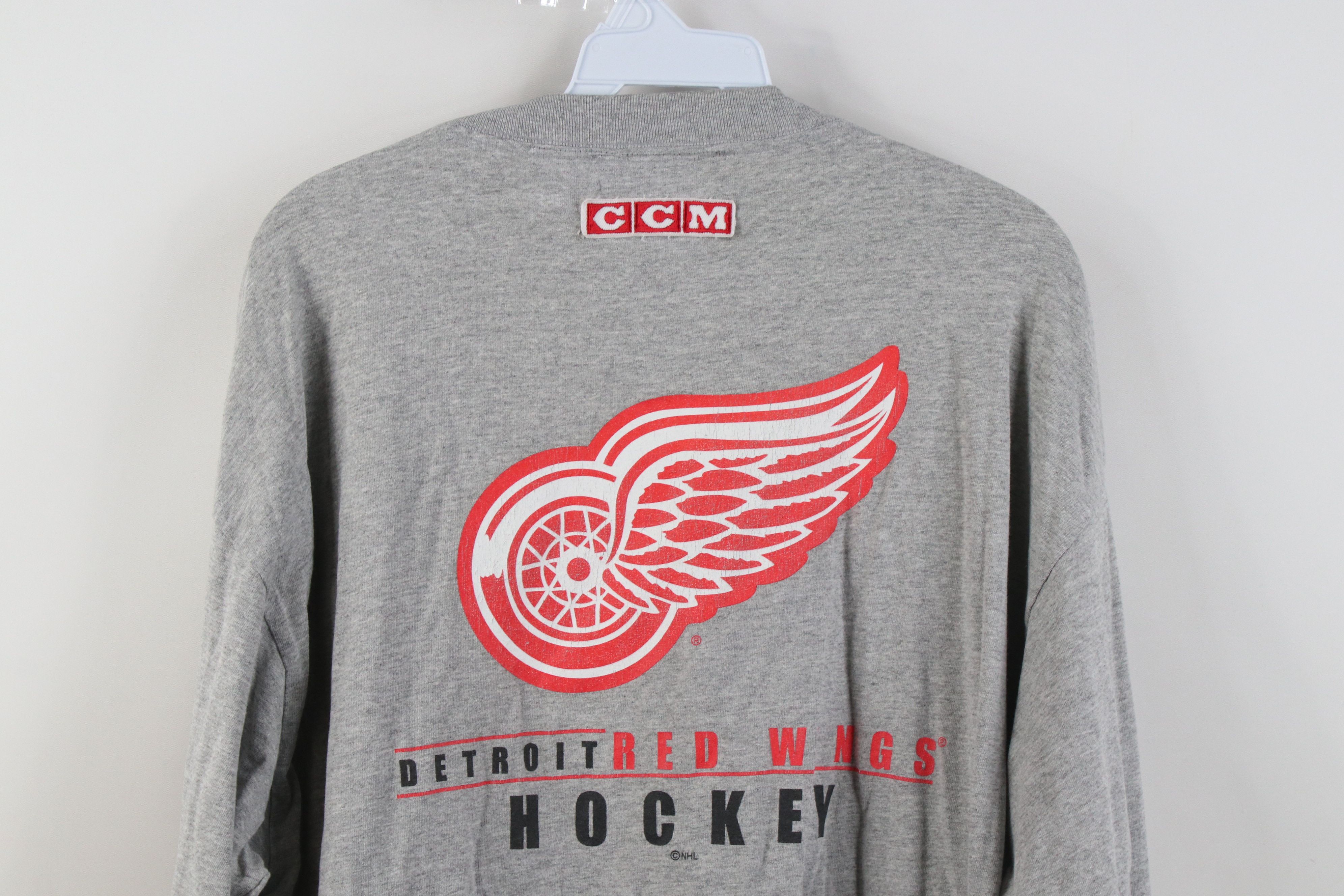 Vintage Vintage 90s CCM Hockey Long Sleeve T-Shirt Heather Gray Size US XL / EU 56 / 4 - 13 Thumbnail