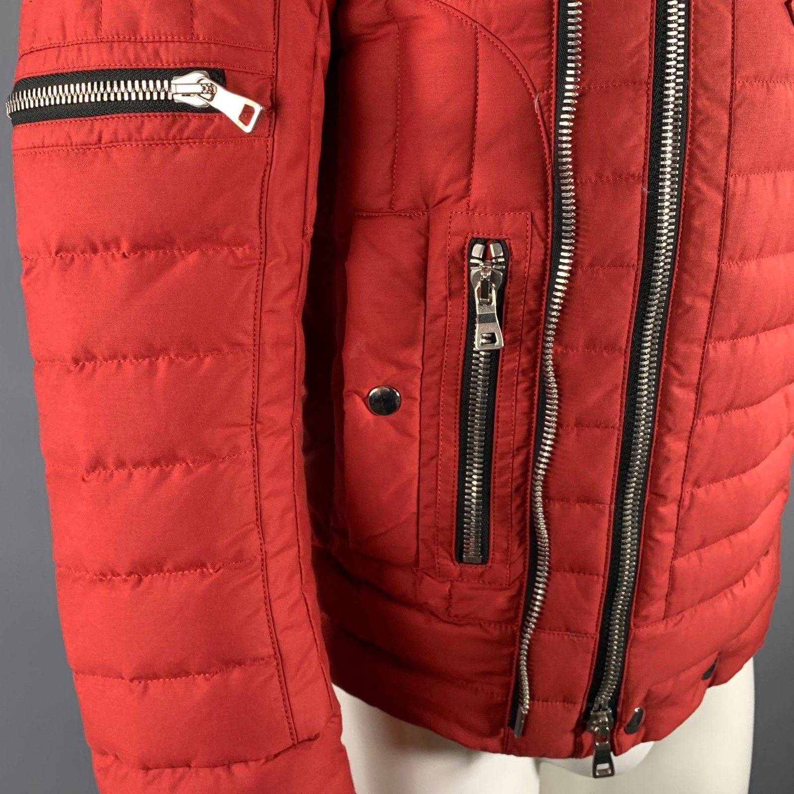 Balmain BALMAIN Size S Red Brick Cotton Polyamide Quilted Jacket Size US S / EU 44-46 / 1 - 6 Thumbnail