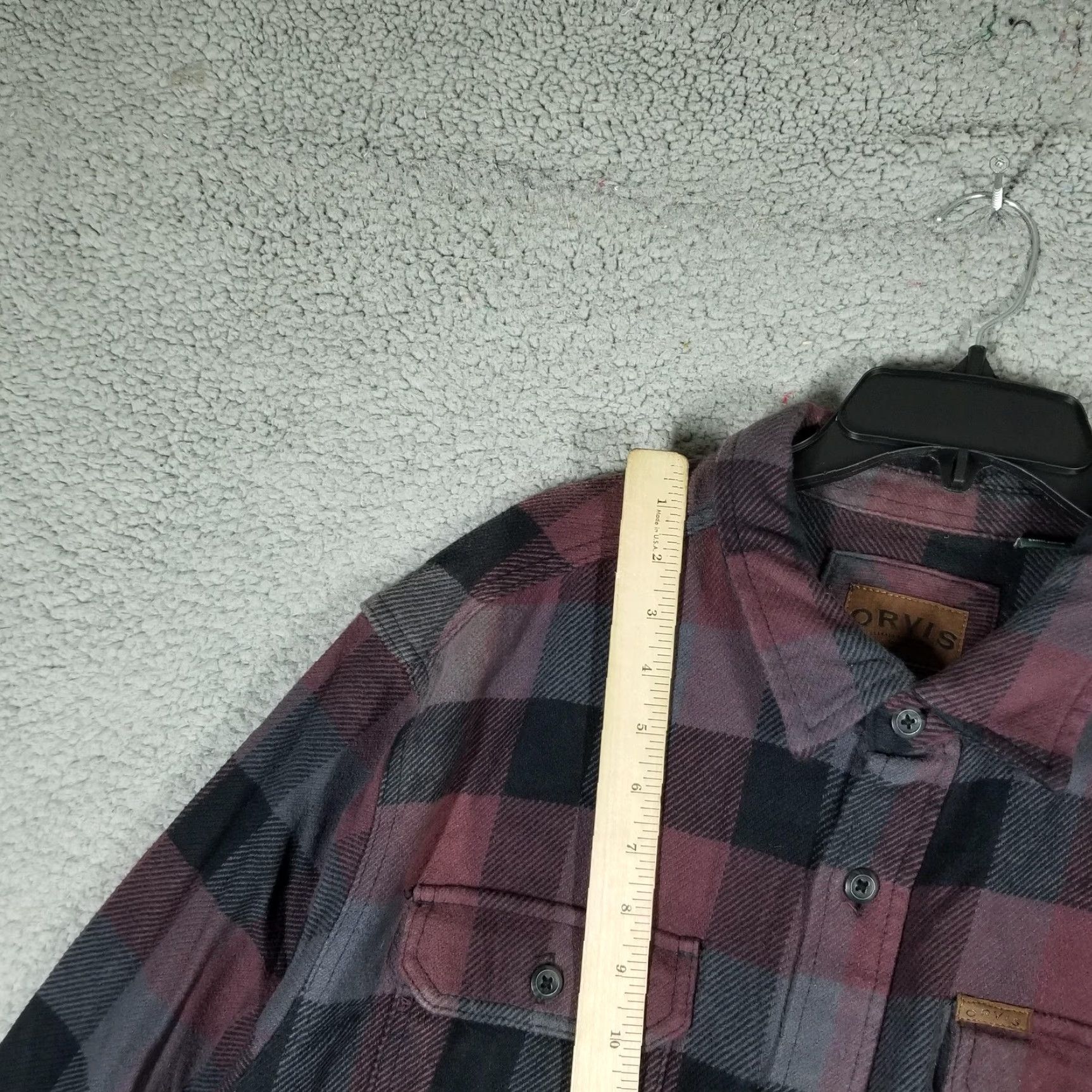 Orvis VINTAGE Orvis Shirt Mens XL Red Gray Black Plaid Flannel Button-Down Long Sleeve Outdoor Mens XL plaid shirt with pockets Size US XL / EU 56 / 4 - 2 Thumbnail